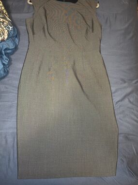 Tahari Grey Sleeveless Sheath Midi Dress
